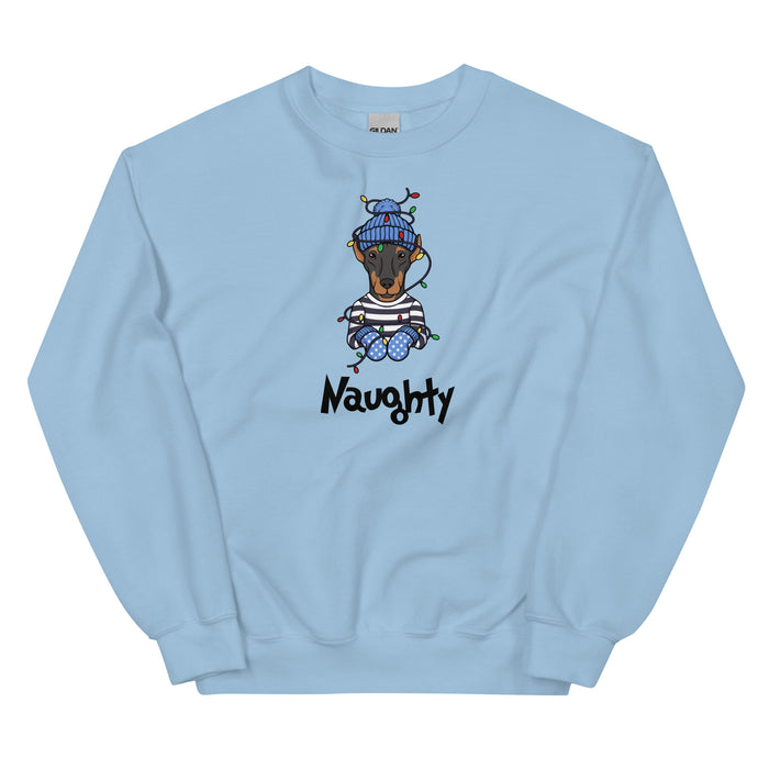 "Naughty Doberman" Holiday Sweatshirt
